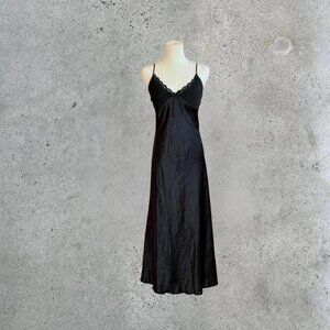 Black satin maxi dress adjustable straps